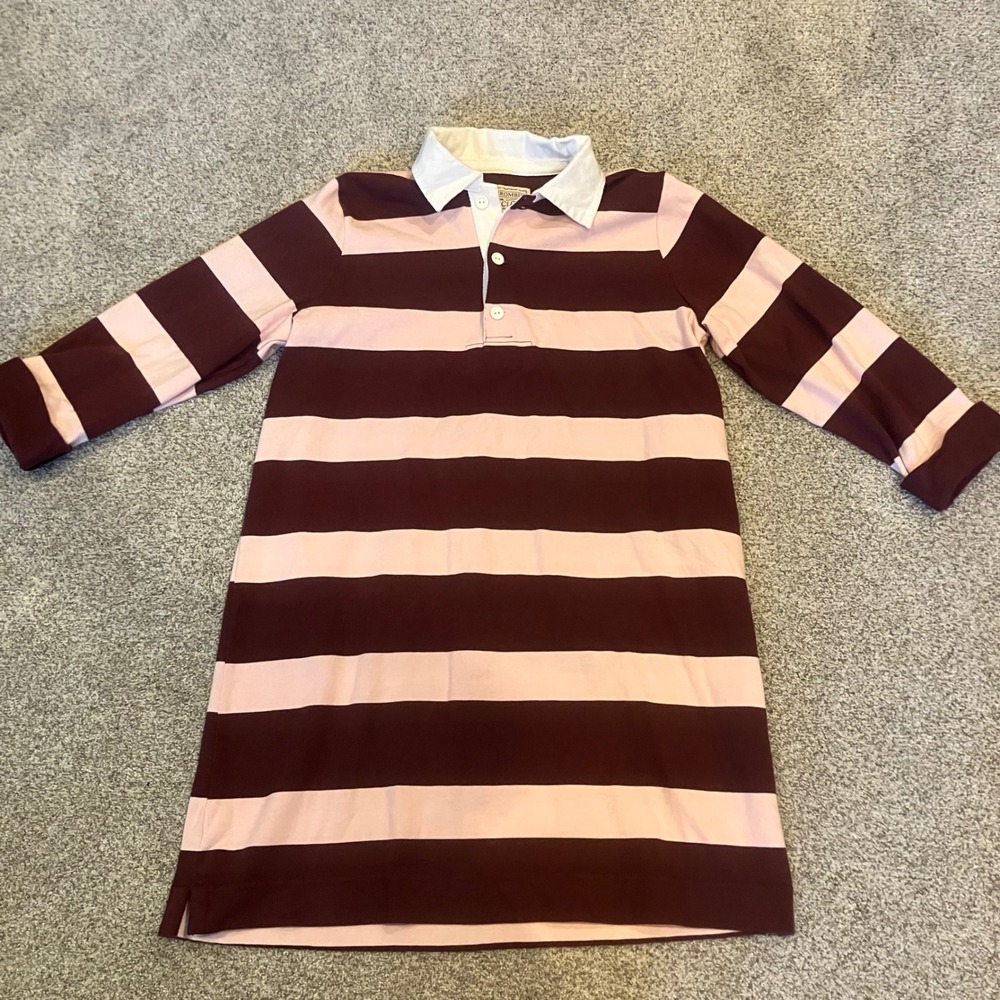 Abercrombie & Fitch Striped Rugby Shirt Dress Burgundy Pink Petite Medium MP